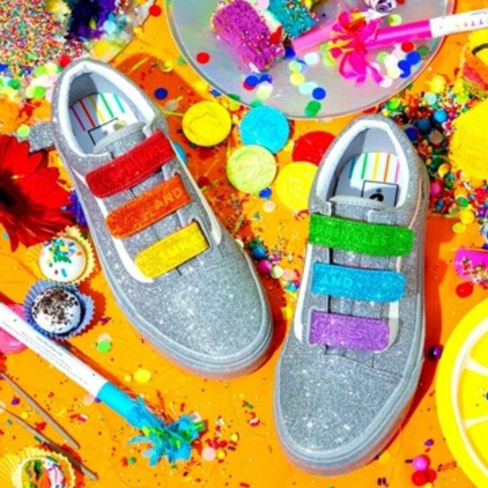 Vans x Flour Shop Old Skool V Silver Rainbow Vans Sz Men:8, Women:9.5